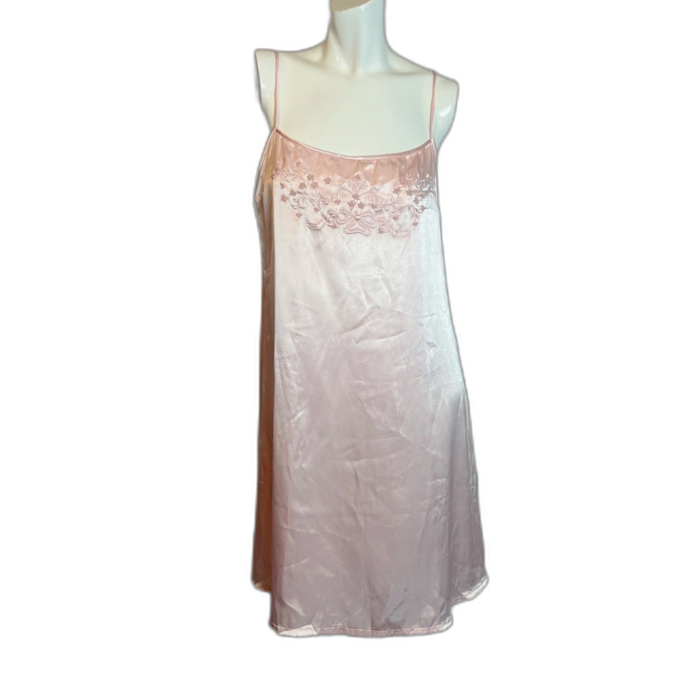 Vintage Blush Satin Slip with Floral Lace Yoke